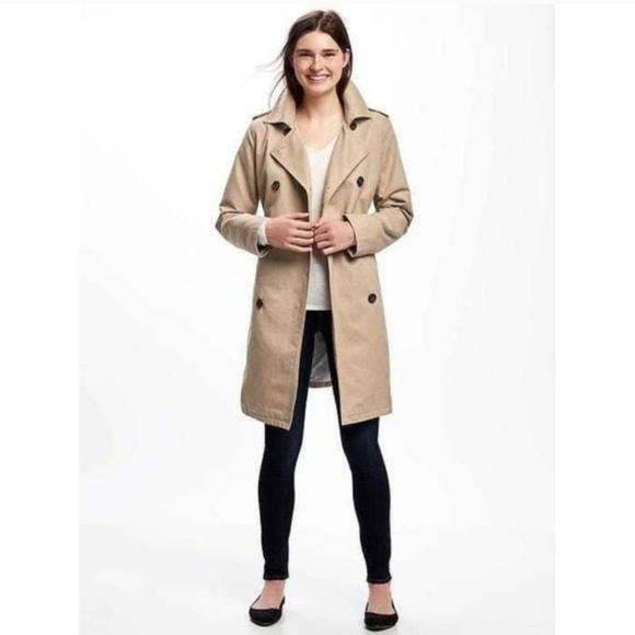 Old Navy Tan Double Breasted Trench Coat Size XS Petite - Picture 5 of 5